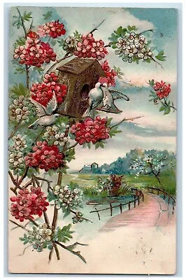 1907 Flowers Birds House Embossed Carbon Black Pennsylvania PA Antique Postcard • $9.72