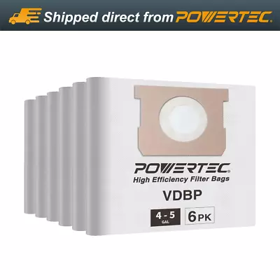 POWERTEC 75023-P2 High Efficiency Filter Bags For Vacmaster VDBP 6PK • $24.99