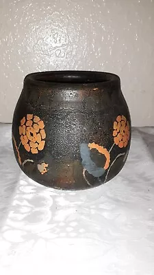 Vintage Black Pottery Textured Matte Glaze Planter/Vase • $21.90