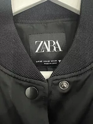 Ladies ZARA Bomber Jacket XS Black Satin Bomber 🎀⭐️ • £20