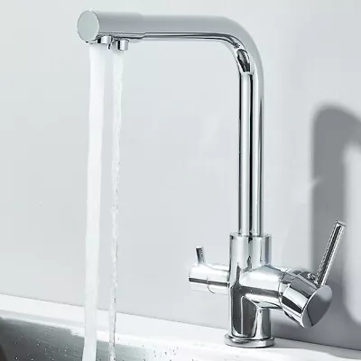 Monobloc 3 Way Filter Kitchen Sink Mixer Taps 360° Pure Water Dual Level Faucet • £50