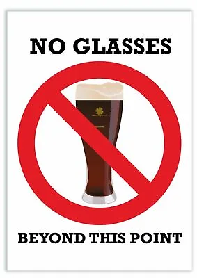 No Glasses Beyond This Point Aluminium  Metal Signs Retro Bar Vintage Beer • £4.75