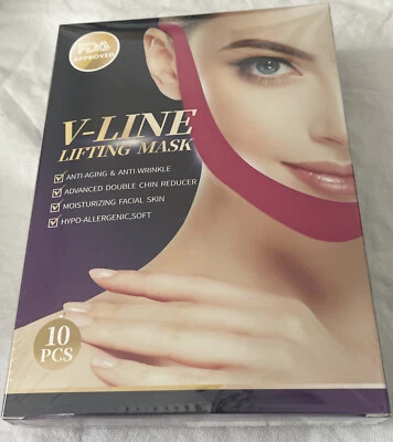 $7 • Buy V-LINE LIFTING MASK FACE SLIMMING DOUBLE CHIN 10 Pink Masks NEW!