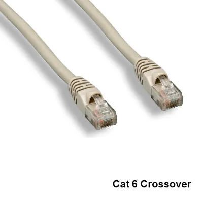 Gray 50 Feet Crossover Cat6 UTP Ethernet Patch Cable 550MHz Snagless Molded Boot • $17.79