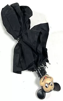 Vintage Mickey Mouse Umbrella Black Unfolds Some Nose Wear • $23.44