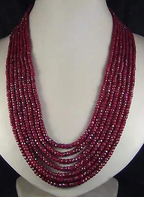 Beautiful 7 Rows Faceted 2x4mm Red Ruby Rondelle Gems Beads Necklace 17-23'' AAA • $17.99