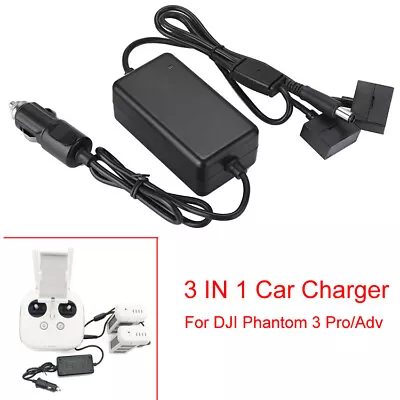 $43.99 • Buy 3 IN 1 Car Charger Battery Charging Adapter For DJI Phantom 3 Pro/Adv SE Drones