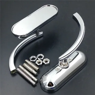 Chrome Mini Motorcycle Mirrors For Harley Davidson Street Glide Softail Fatboy • $39.39