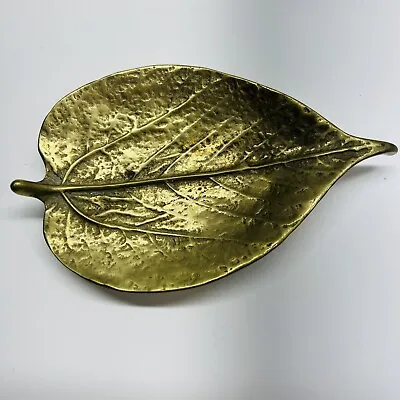 $25 • Buy Virginia Metalcrafters Mulberry Leaf Tray Solid Brass VA VMC 5.25  X 3.25 Decor