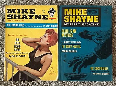 Jan. 1962 & Sep. 1968 MIKE SHAYNE MYSTERY MAGAZINE  Lot Of 2 Rare!! Vintage!!! • $22.99
