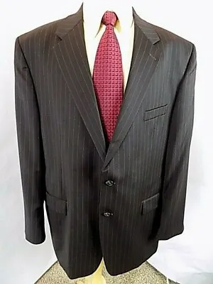 $29.99 • Buy Chaps Men's Sport Coat Sz 48 L Dark Brown Pin Stripe Wool Blazer 2 Button Jacket
