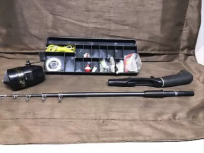 Vintage Master Telescoping Pack Rod & Reel In Tackle Box With Lures Fishing Kit • $14.99