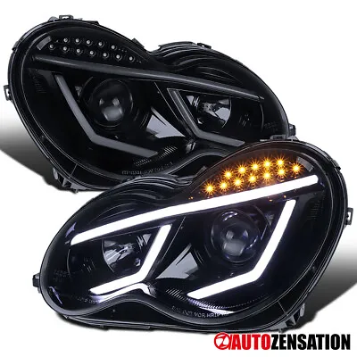 LED Bar Fit 2001-2007 Benz W203 C-Class Black Smoke Projector Headlights Lamps • $238.99