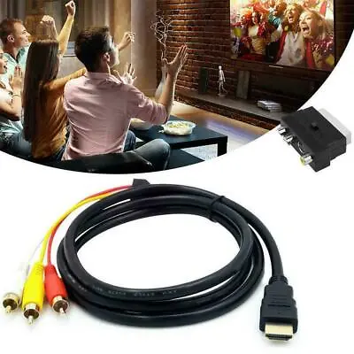 W/SCART To 3 RCA Phono Adapter HDMI-compatible S-video To Audio 3 RCA • £7.67