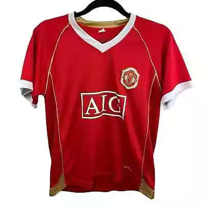 Manchester United Football Shirt Soccer AIG Medium Rooney Red Jersey V-neck • $55