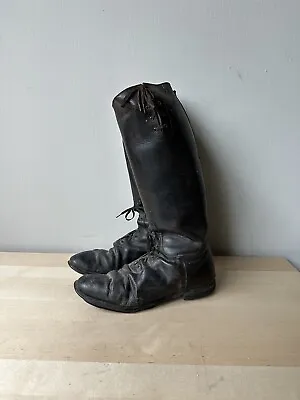 Antique Early 20th Century Riding Military Equestrian Lace Up Boots Sz 10-11 • $150