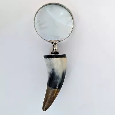 Magnifying Glass With Polished Buffalo Horn Handle 8  Long Vintage • $24.99