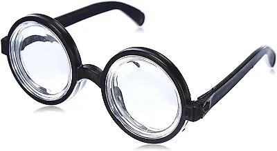 Retro Nerd Fashion Unisex Eyewear Clear Lens Fake Eye Glasses Black ROUND Frame  • £5.99