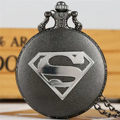 Steampunk Black Super S Design Unisex Quartz Pocket Watch Neckalce Pendant Gift • $4.59