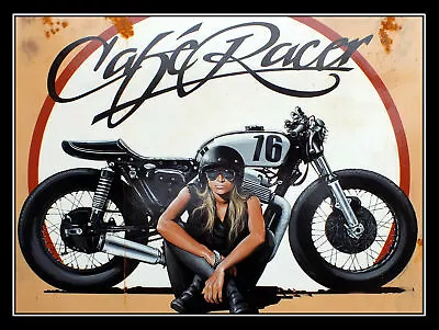 Café Racer Metal Sign Retro Vintage Bar Pub Garage Poster Wall Office & • £2.99