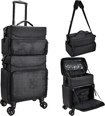 $99.99 • Buy Professional Rolling Makeup Case Soft Sided Make Up Train Case Travel Luggage