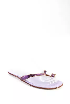 Materia Prima By Goffredo Fantini Womens Metallic T Strap Sandals Purple 37 • $34.01