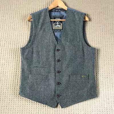 WHITE STUFF Waistcoat Wool Blend Tweed Country Wedding Chore Workwear Pockets M • £29.95