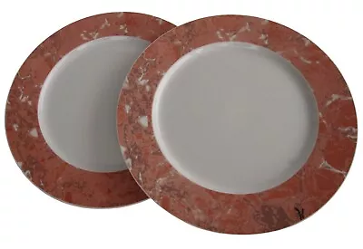 Vintage 90s Villeroy & Boch Siena Dinner Plate Pair Coral Tone Marble LUXEMBOURG • $39.99