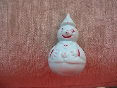 Vintage Snowman Roly Poly Christmas Celluloid Plastic Tree Ornament Rattle • $20