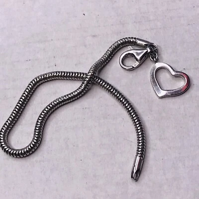 £35.62 • Buy Pandora Sterling Silver Bracelet Snake Round Open Heart Dangle Charm