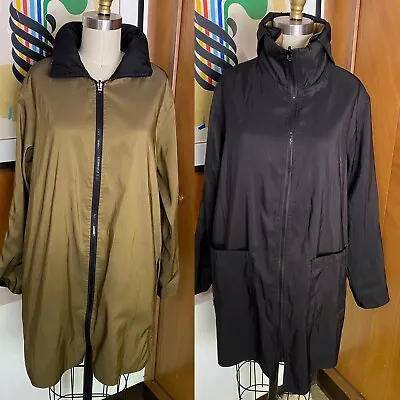 Mycra Pac Now Reversible Black Brown Olive Hood Packable Travel Rain Jacket 0 P • $40