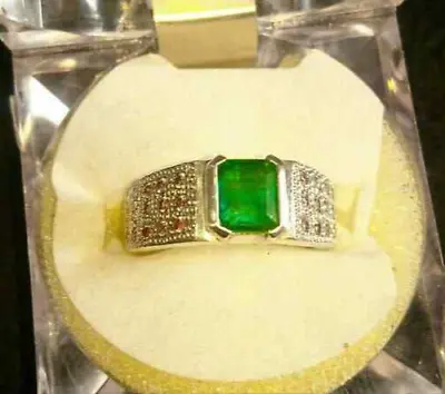 Panjsher Emerald Rings For Men In Real Silver Panjshir Valley Emerald Ring • $370