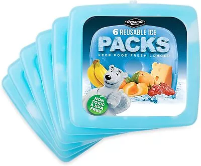 6pcs Reusable Ice Pack For Cool Box Lunch Bag Freezer Blocks Cooler Long Lasting • £7.45