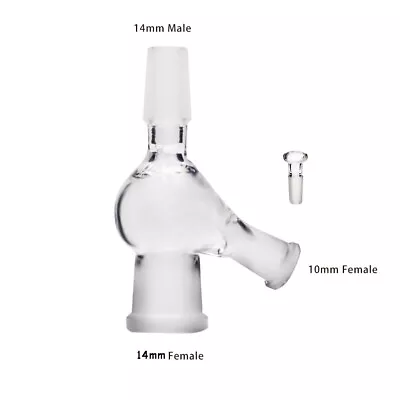 14MM MALE Female Glass Adapter Injector BOWL Pass-Through With 10mm Stopper • $12.99