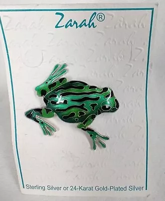 NEW Zarah Jewelry Silver Plated Enamel Brooch Pin FROG CF • $24