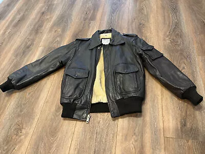 Vintage Pack-In Products Inc. A-2 Flight Jacket Leather Brown 674 SM Size 36 • $155