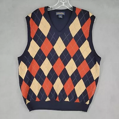 Brooks Brothers Mens Vest Size L Multicolor Argyle Fine Italian Merino Wool • $26.99