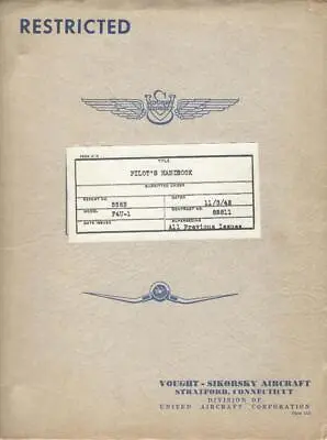 1942 Vought Sikorsky F4u-1 Birdcage Corsair Pilots Flight Manual Handbook-cd • $34.99