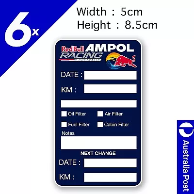 RED BULL AMPOL Oil Change Service Reminder X6 Stickers Car Trucks Ute Sticker • $10