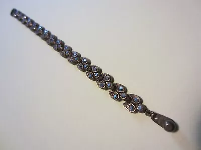 Vintage Brass Hematite RD Tear Drop Links Bracelet~Unusual Ball & Hole Clasp~PAT • $35.15