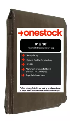 8' X 10' Multipurpose Waterproof Brown Poly Tarp Tarpaulin Cover With Grommets • $16.99