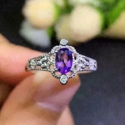 $112.49 • Buy 2.2Ct Lab Created Oval Cut Amethyst Diamond Solitaire Ring 14K White Gold Plated
