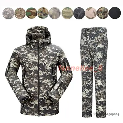 Waterproof Camouflage Soft Shell Jacket Military Tactical Jacket Pants Army • $73.32