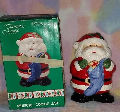 Vintage Christmas Santa & Stocking Cookie Jar With Box- Musical • $25