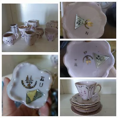 Czechoslovakian Fine China 6 Mismatched Retro Cups And Saucers • £10