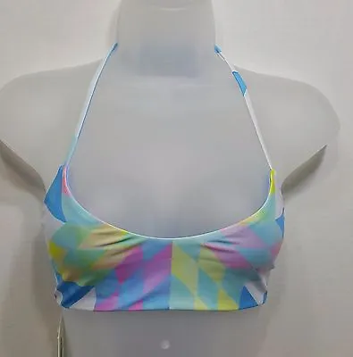 Mara Hoffman Swim Fractals Basketweave Bikini Top Sz L Blue/Multi I17 • $54.36
