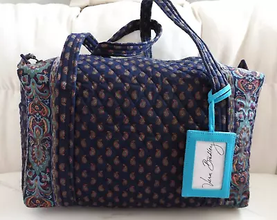 VERA BRADLEY Small Duffel Bag Weekend - Vintage Classic Navy Blue - Perfect • $49.95