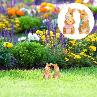  2 Pcs Micro Landscape Ornament Rabbit Fairy Gardens Landscaping Spring • £11.38