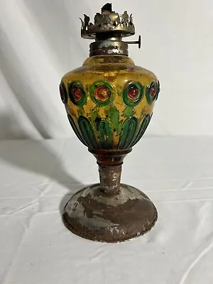 Vintage 10” Glass Oil Lamp Painted • $18.27