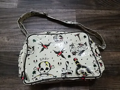 Sourpuss Ed Hardy Style Tattoo Goth Rockabilly Punk Purse Cream Sparrow Skull • $60